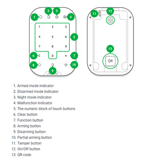 Ajax keypad, zwart, draadloos