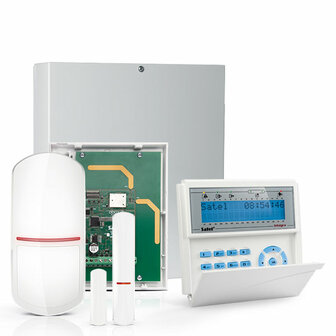 INTEGRA 32 RF pack met blauw LCD bediendeel, IP module, RF module, draadloze multifunctionele detector en PIR