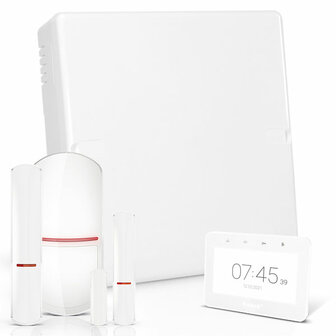 VERSA PLUS LTE RF pack met wit INT-TSG2 4.3&quot; touchscreen bediendeel, RF module, draadloze multifunctionele detector en PIR