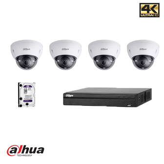 DAHUA NVR KIT: 4 KANAALS NVR INCL 1 TB HDD, 4 X DOME, 4 X 20M UTP